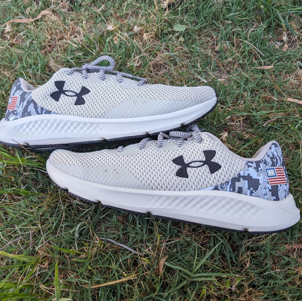 Men's UA Charged Pursuit 3 USA Running Shoes Size 12 Khaki Base - 200 - Picture 7 of 16